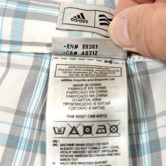 ADIDAS Men’s Flat Front Shorts Blue Gray Plaid Casual Size 35‎ Athleisure Golf - Picture 8 of 14